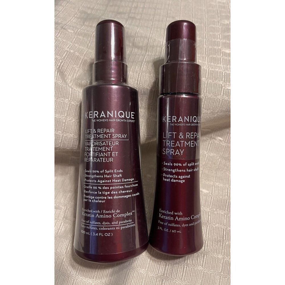 Keranique Lift & Repair Treatment Spray 3.4 oz and 2 oz Spray Bottles